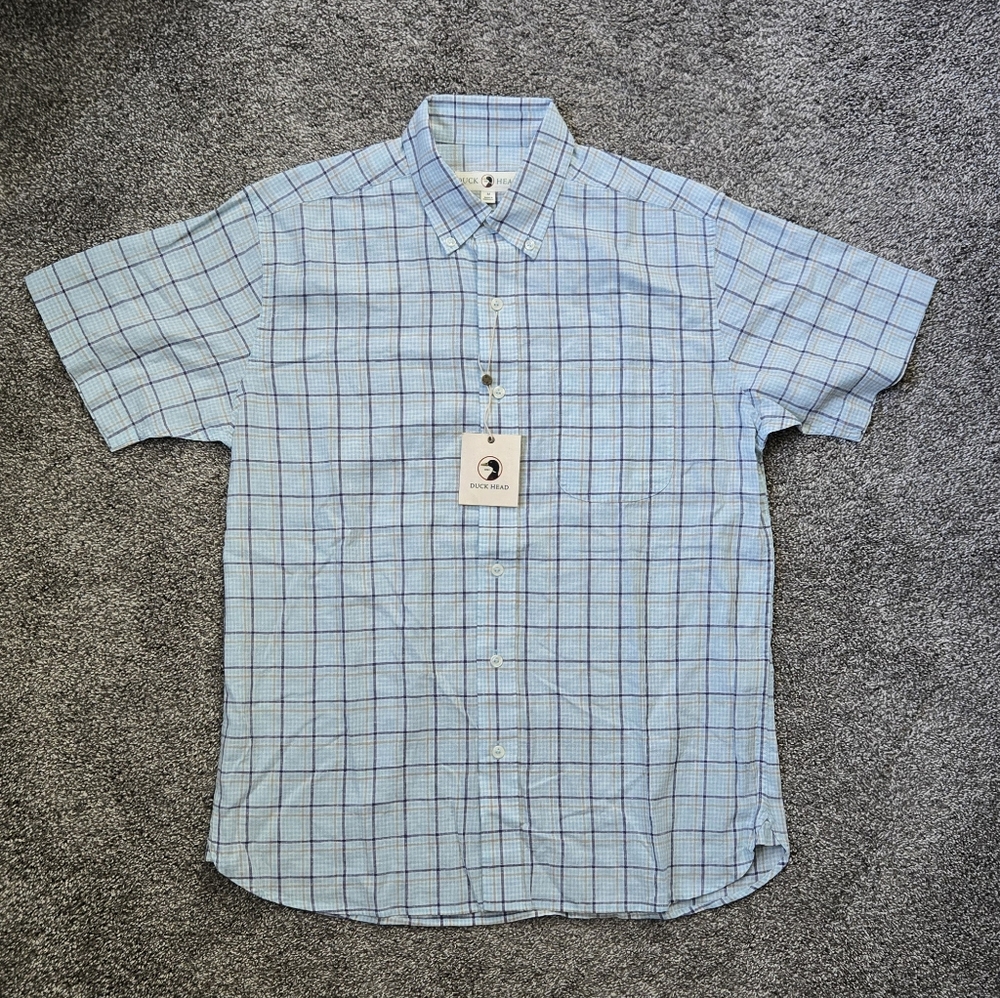 Duck Head Quinton Plaid Linen Cotton Oxford Sport Shirt NEW size medium